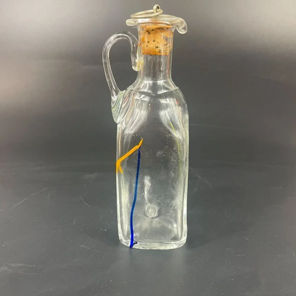 Stockholms Glasbruk Skansen Art Glass Cruet Sweden Coin Cork Stopper